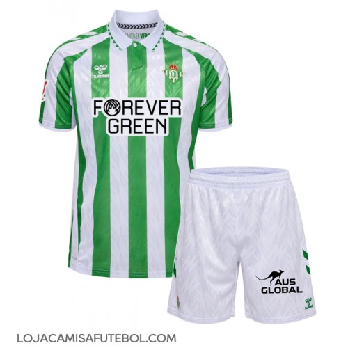 Camisa de Futebol Real Betis Equipamento Principal Infantil 2024-25 Manga Curta (+ Calças curtas)